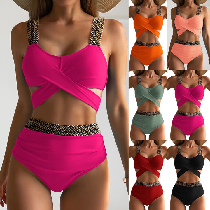 Women's High-Waisted Bikini Set with Stylish Wrap Top StylebySassy