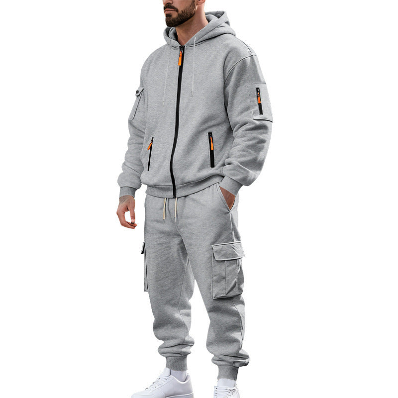 Men's nano urban functional cargo sweat set with hoodie, zippered pockets, and tapered cargo jogger StylebySassy