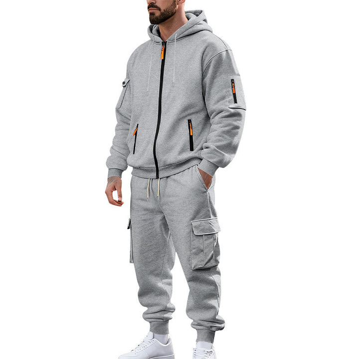 Men's nano urban functional cargo sweat set with hoodie, zippered pockets, and tapered cargo jogger StylebySassy