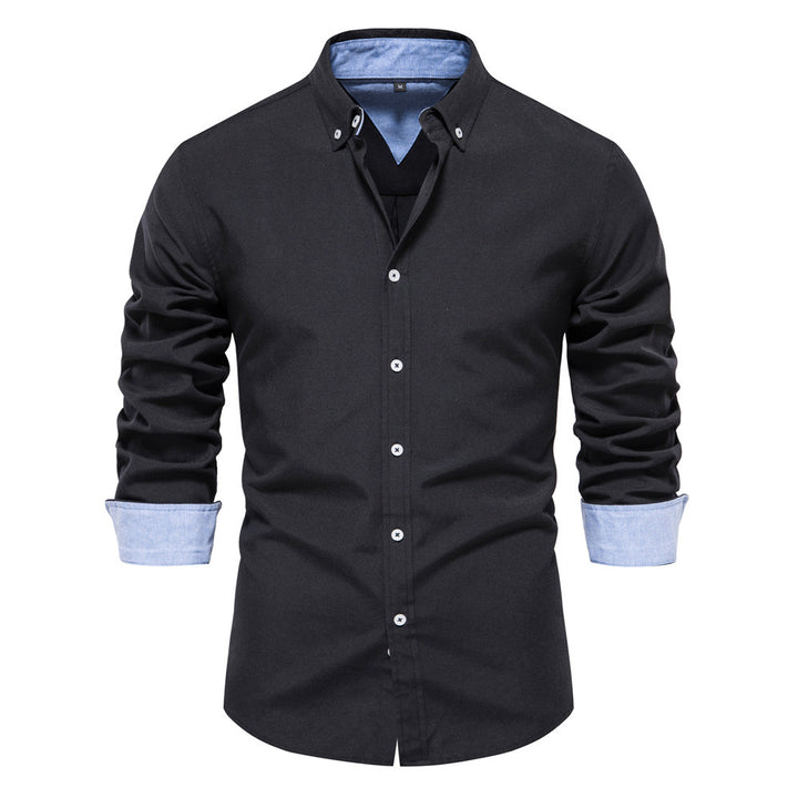 Men's elegant long-sleeve shirt made of Oxford fabric with a Kent collar and cuffed sleeves StylebySassy