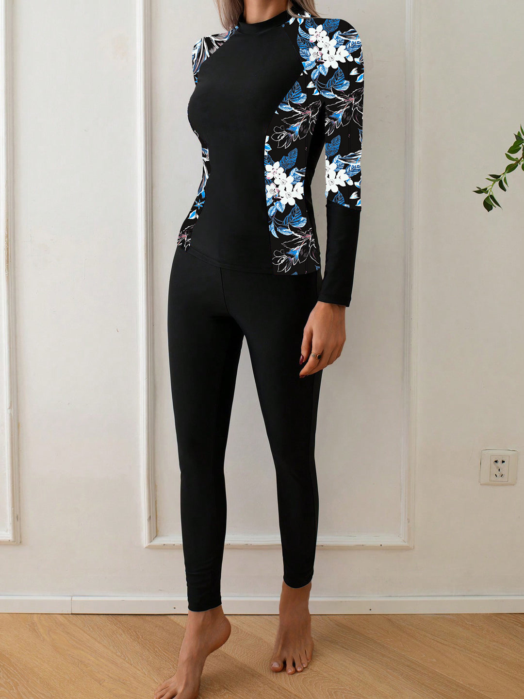 Women's Long Sleeve Rashguard with Floral Design StylebySassy