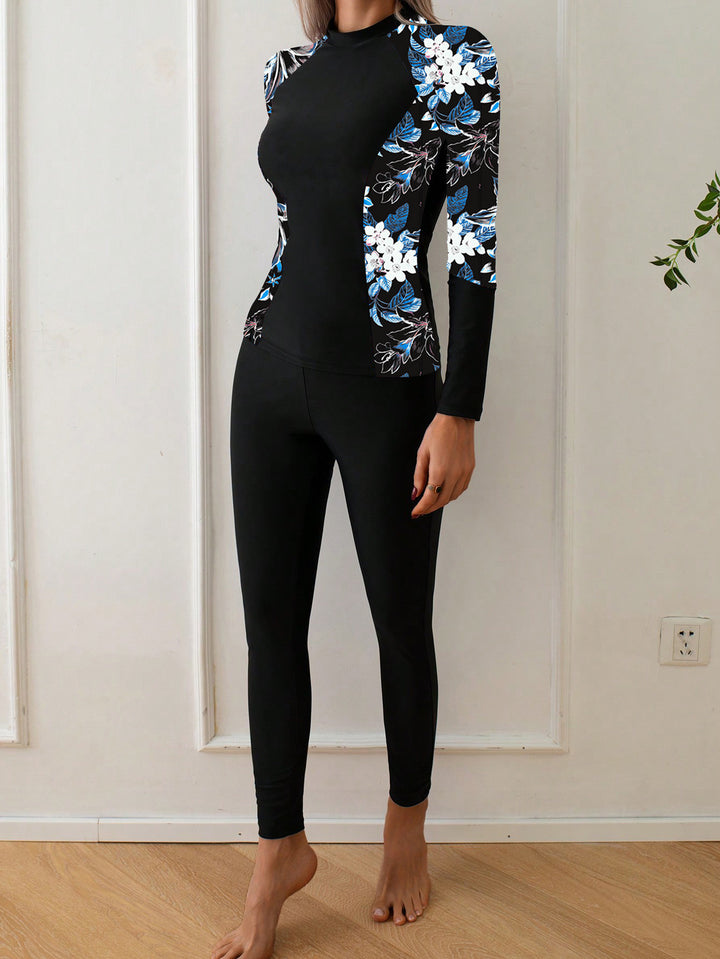 Women's Long Sleeve Rashguard with Floral Design StylebySassy