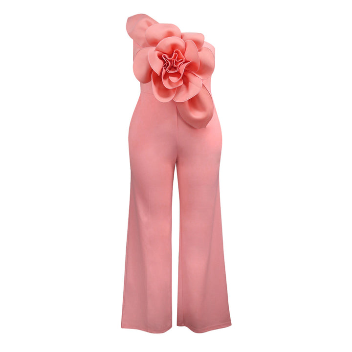 Ladies elegant overall with large floral accent on top