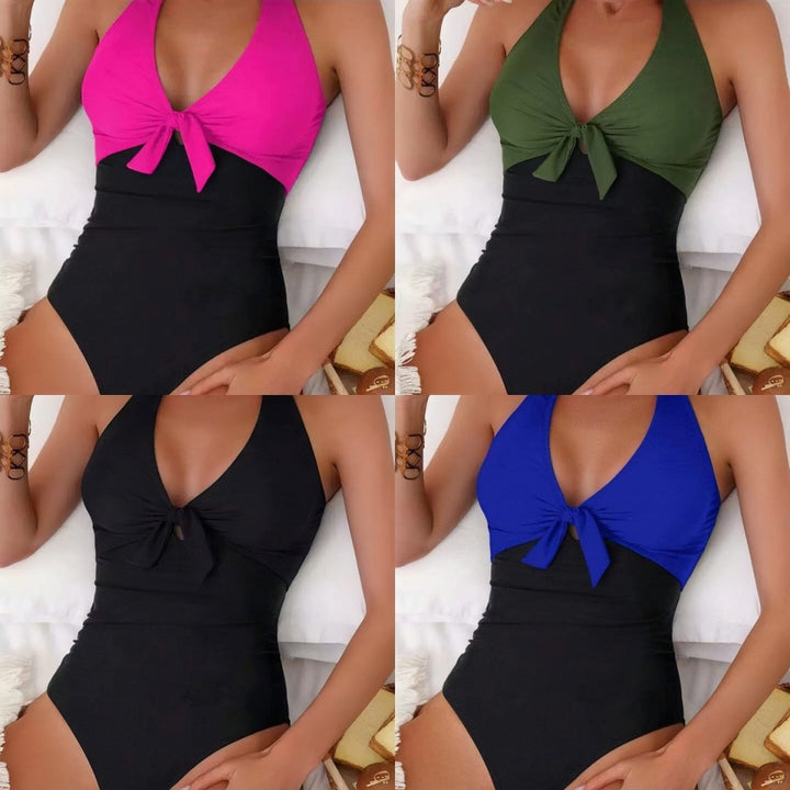 Women One-Piece Swimsuit with Decorative Knot StylebySassy