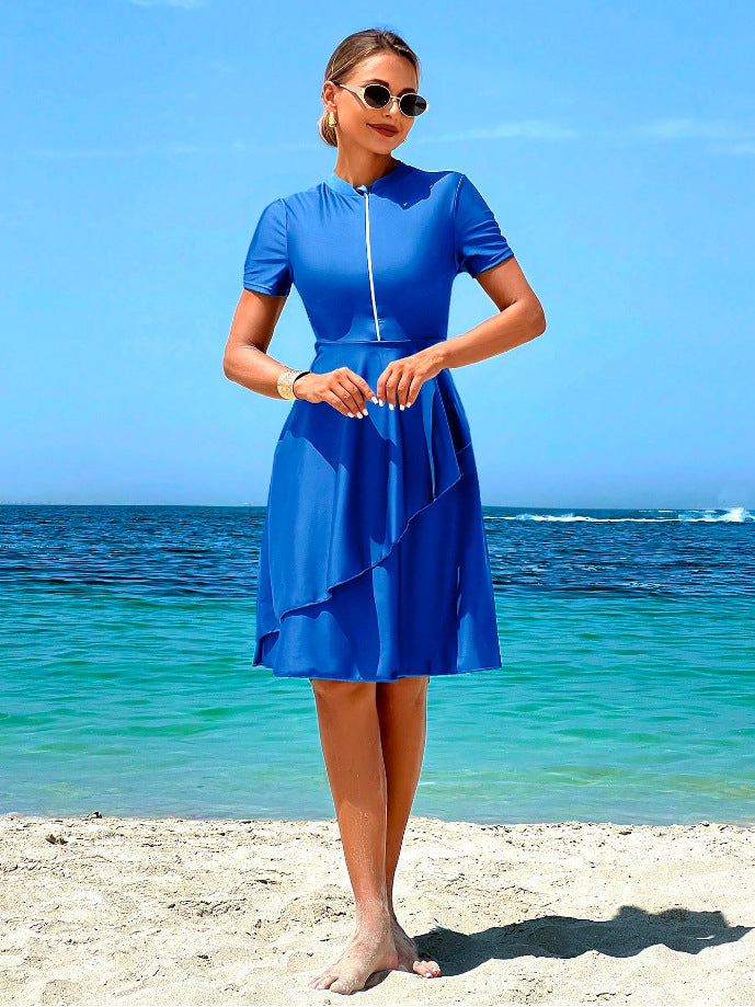 Women's Elegant Beach Dress with Ruffle Design StylebySassy