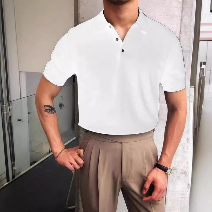 Men's nano Premium fine knit polo shirt with open shirt collar and subtle button placket StylebySassy