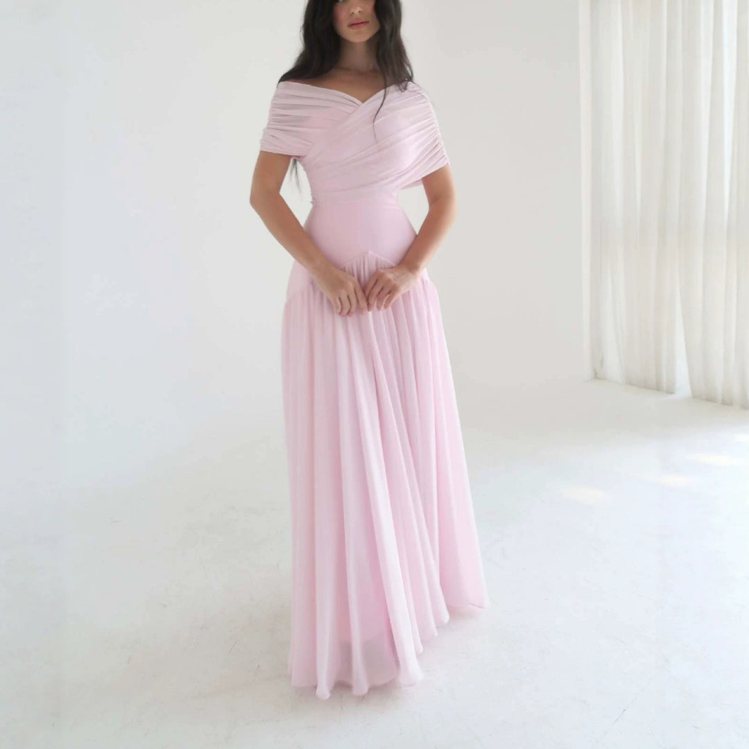 Women Elegant Maxi Dress with Wrap Look and Transparent Sleeves StylebySassy