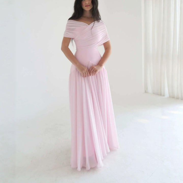 Women Elegant Maxi Dress with Wrap Look and Transparent Sleeves StylebySassy