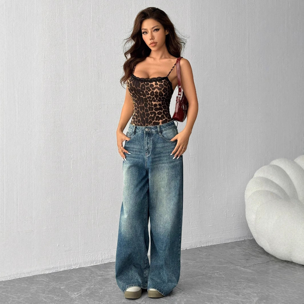 Women's Lace Bodysuit with Leopard Print StylebySassy