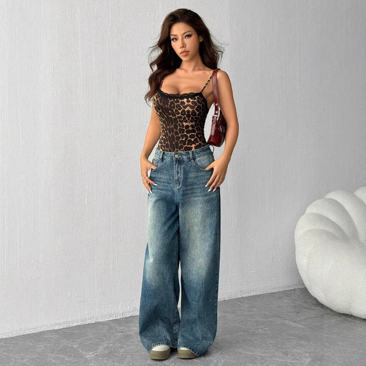 Women's Lace Bodysuit with Leopard Print StylebySassy