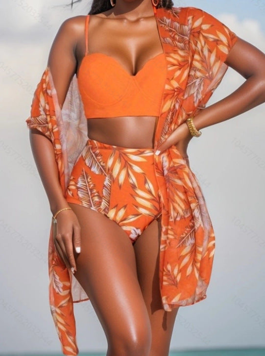 Women High-cut swimsuit with transparent kaftan StylebySassy