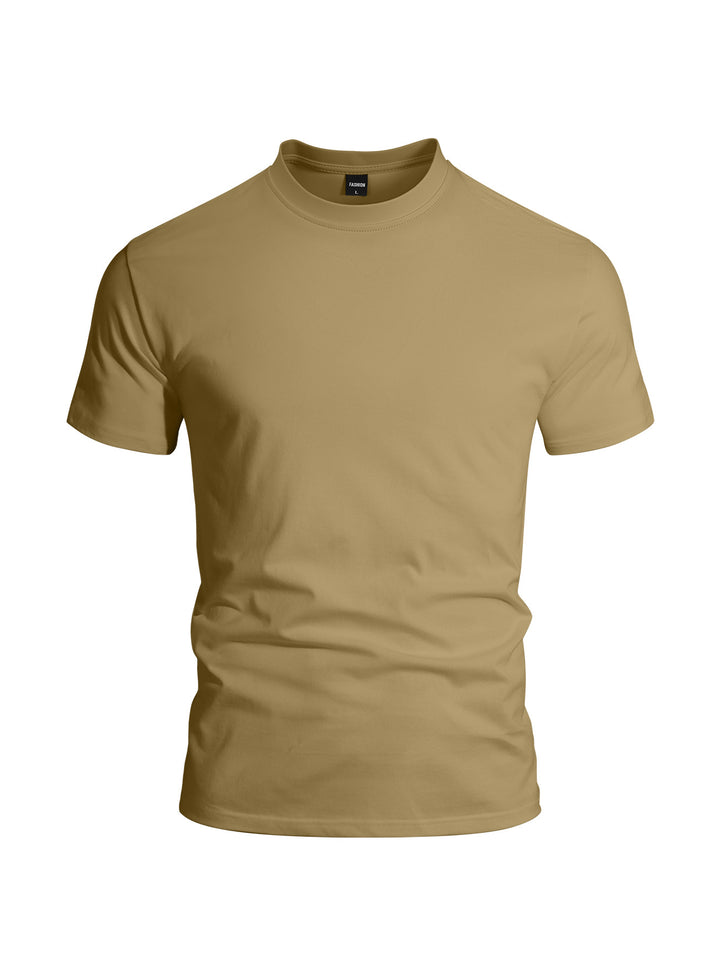Men's close-fitting round neck basic shirt made of single jersey with reinforced neckband StylebySassy