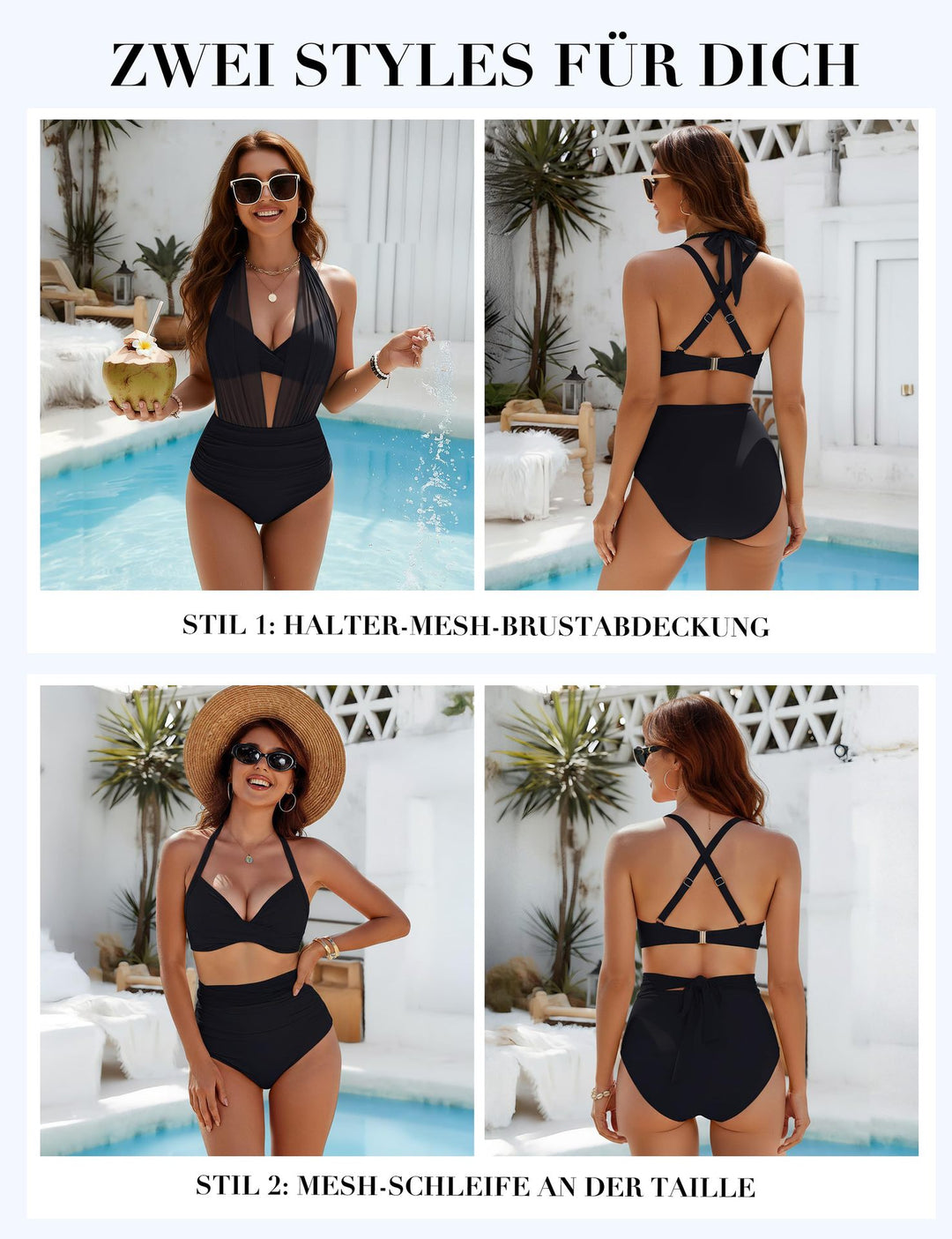 Women's Elegant Swimsuit with Transparent Pleated Look StylebySassy