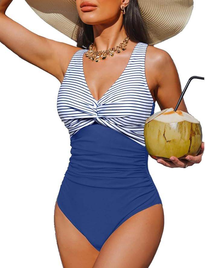 Ladies Elegant One-Piece Swimsuit with Fashionable Twist StylebySassy