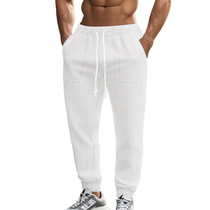 Men's cable knit joggers with drawstring waistband and patch pockets StylebySassy