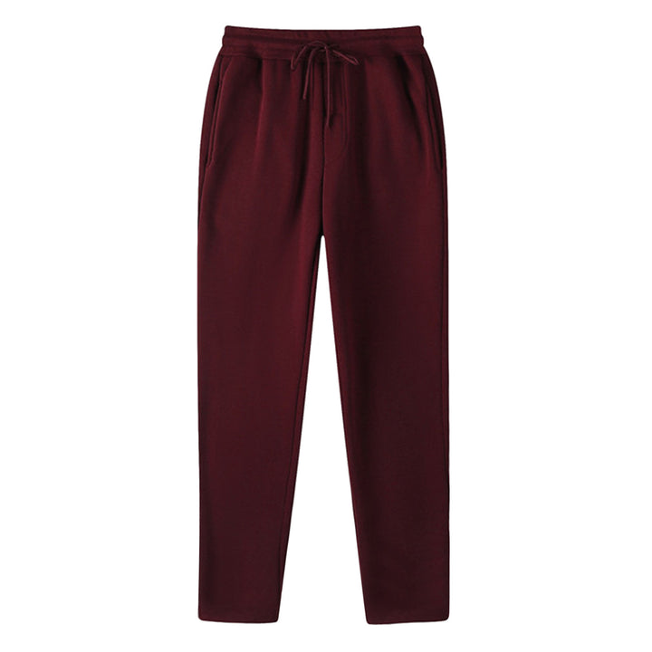Men's straight-cut sweatpants made of mottled cotton blend with elastic waistband, drawstring, and side pockets StylebySassy