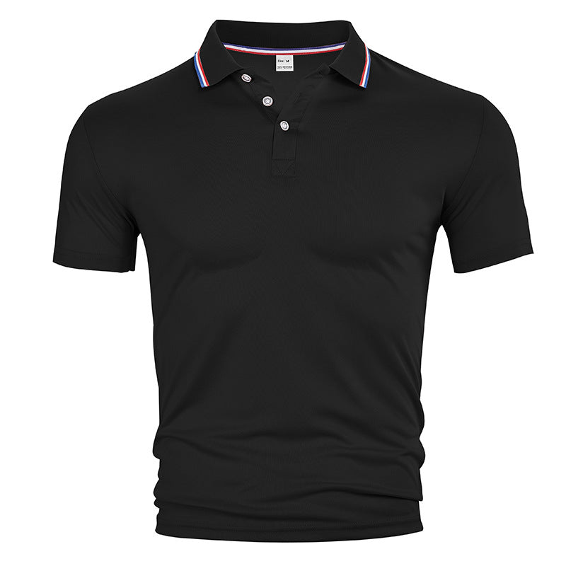 Men's breathable piqué polo with contrast stripes on the collar StylebySassy