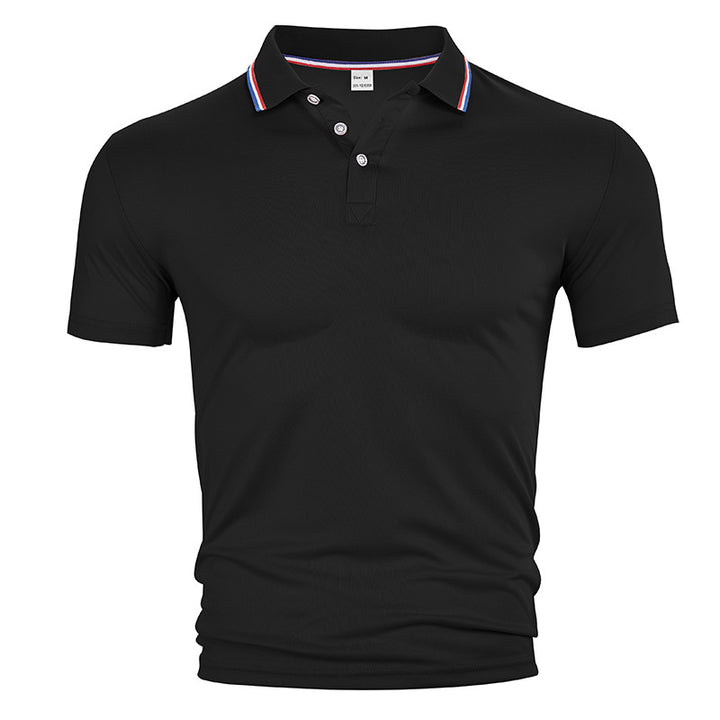 Men's breathable piqué polo with contrast stripes on the collar StylebySassy