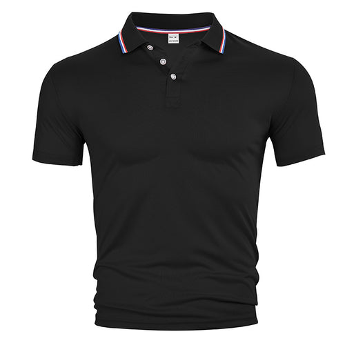 Men's breathable piqué polo with contrast stripes on the collar StylebySassy