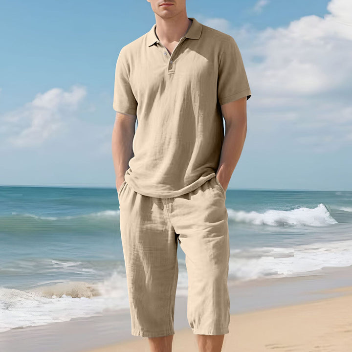 Men's light polo and bermuda set made of silky cotton jersey StylebySassy