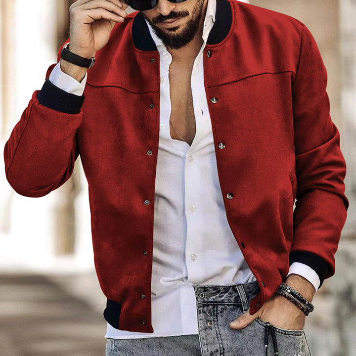 Men's bomber jacket in suede look with snap button closure and arm pocket StylebySassy