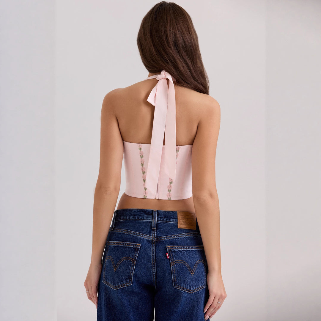 Women's Sexy Corset Top with Floral Accents StylebySassy