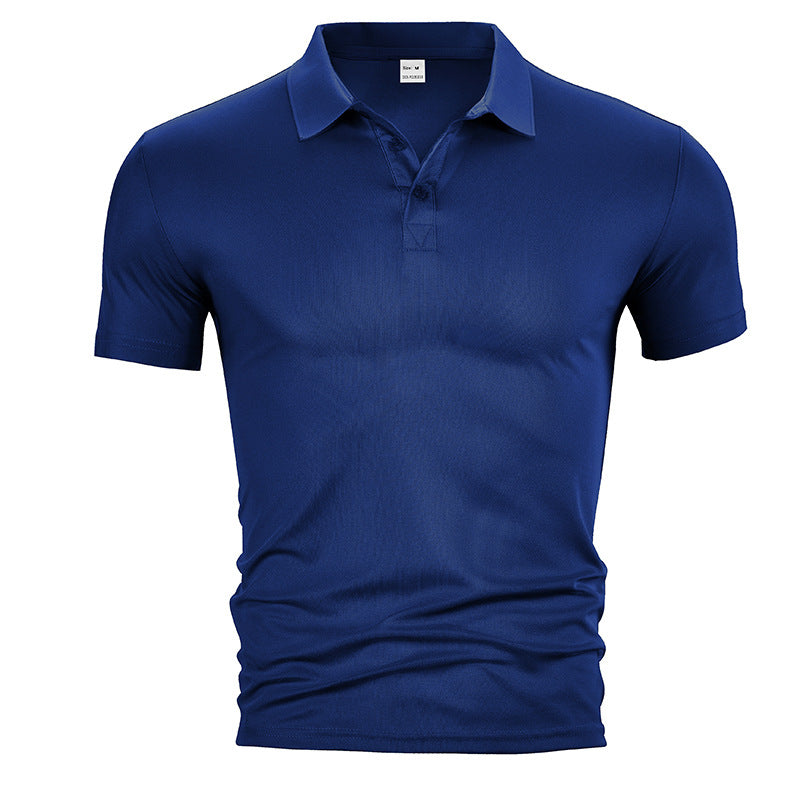 Men's fitted short-sleeve polo shirt made of stretchy jersey with shirt collar and short button placket StylebySassy