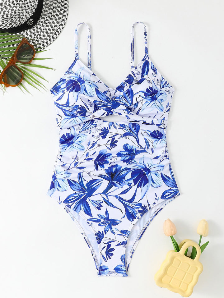 Women One-Piece Swimsuit with Floral Cut-Outs StylebySassy