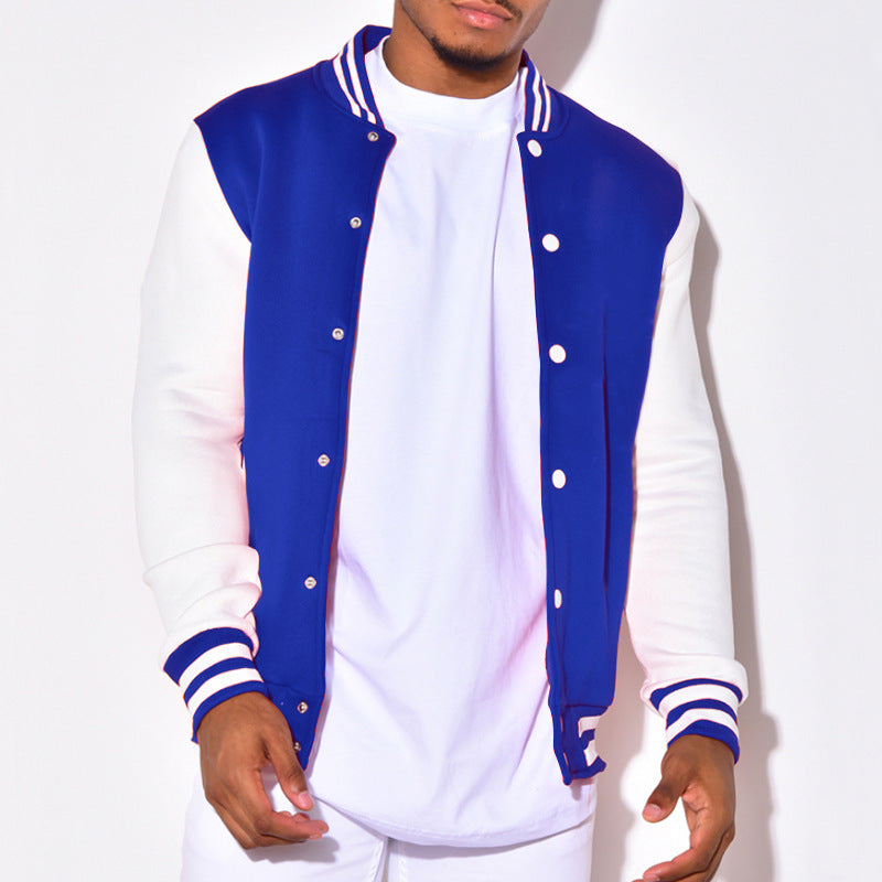 Men's Nano Retro Sports Bomber Jacket with Press Button Placket, Contrast Sleeves and Ribbed Cuffs StylebySassy
