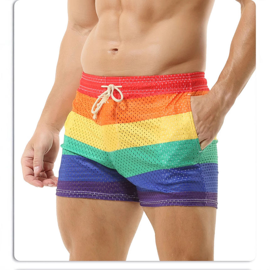 Men's short cut mesh swim shorts with elastic drawstring waistband and breathable lining StylebySassy