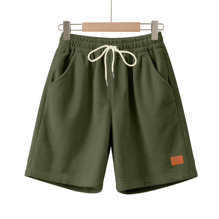 Men's casual Bermuda shorts made of finely structured cotton blend with elastic waistband and drawstring StylebySassy