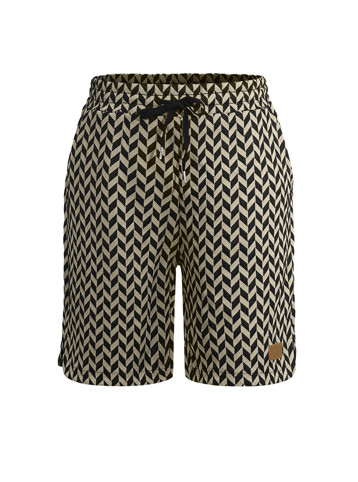 Women's Jacquard Shorts with elastic comfort waistband, drawstring and herringbone pattern StylebySassy