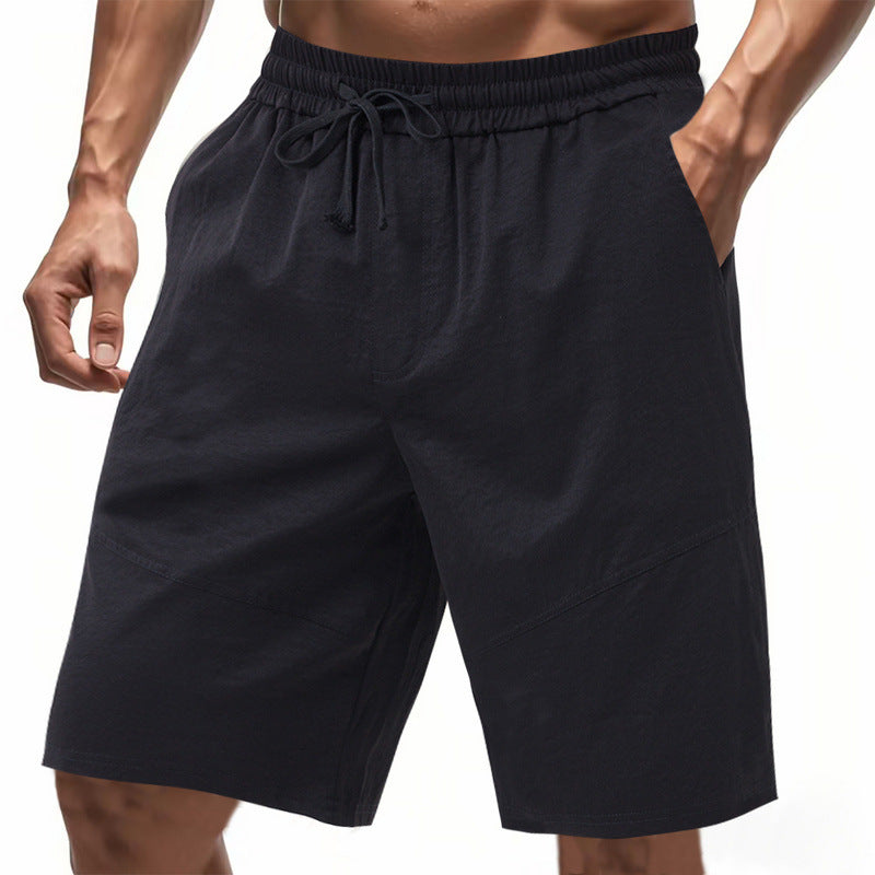 Men's knee-length linen blend shorts with elastic drawstring waistband and side pockets StylebySassy