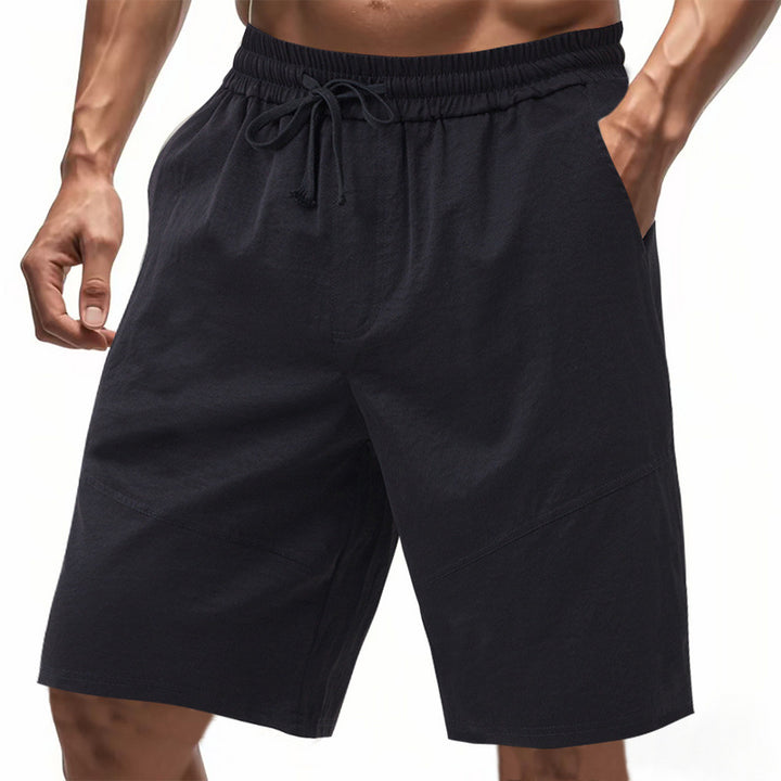 Men's knee-length linen blend shorts with elastic drawstring waistband and side pockets StylebySassy