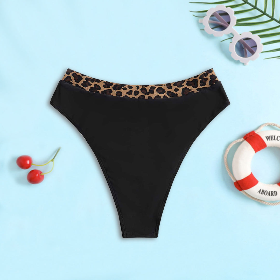 Women High-Waisted Bikini Bottom with Fashionable Leopard Print StylebySassy