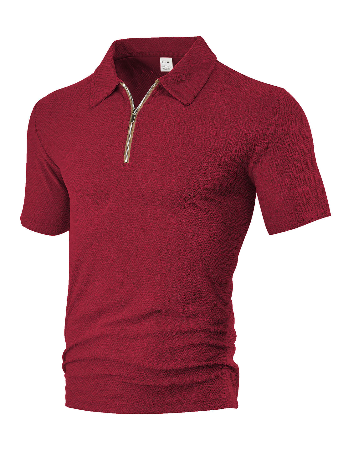 Men's slim fit half-zip polo with fine herringbone jacquard structure StylebySassy