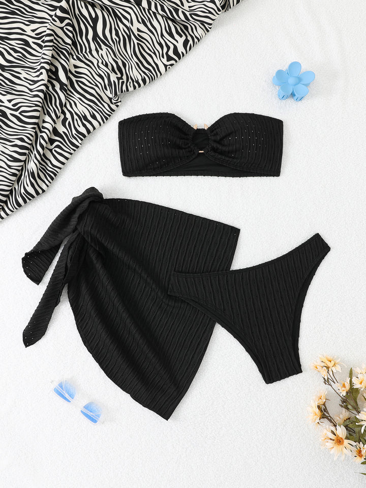 Women's bandeau bikini set with customizable wrap skirt StylebySassy