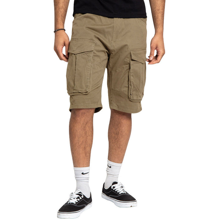 Men's cargo shorts with large flap pockets, straight leg, and loose knee length StylebySassy
