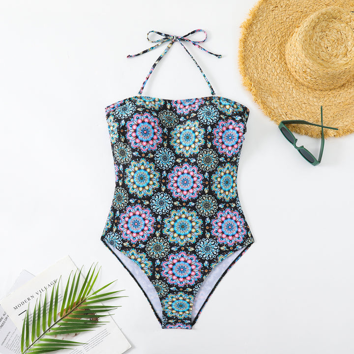 Women's bandeau swimsuit with unique mandala pattern StylebySassy