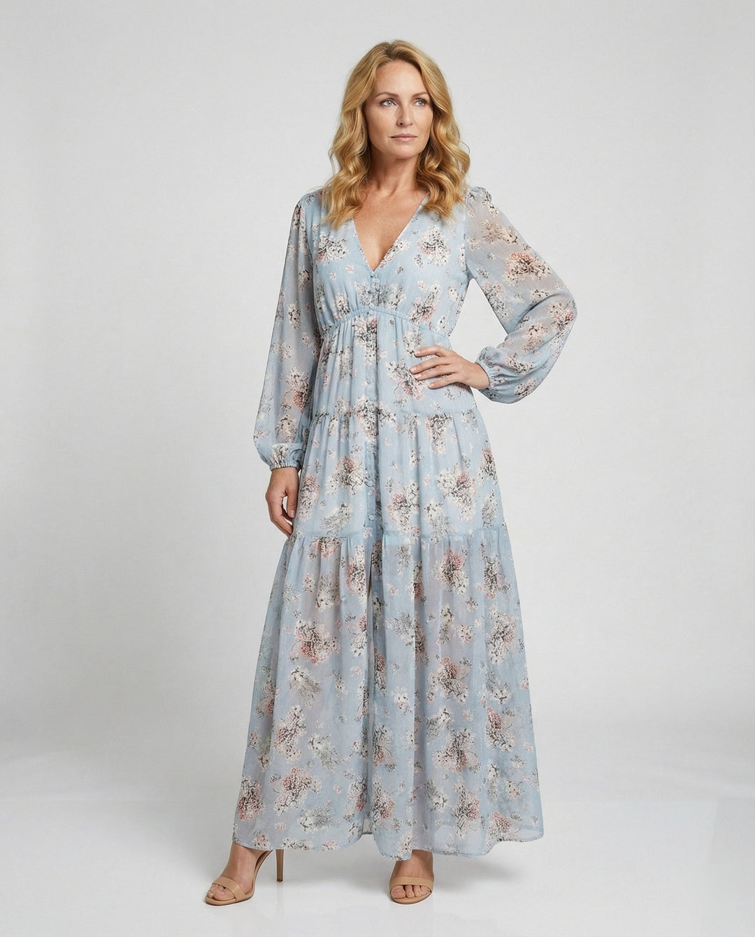 Women's Maxi Dress Summer Button Placket