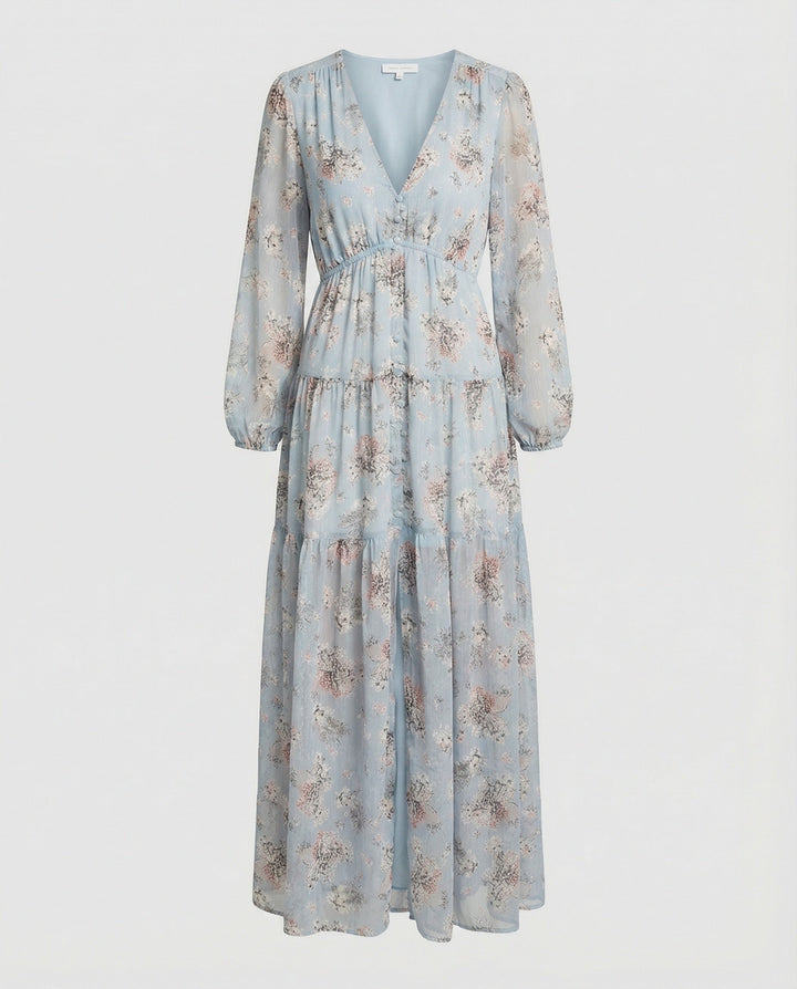 Women's Maxi Dress Summer Button Placket