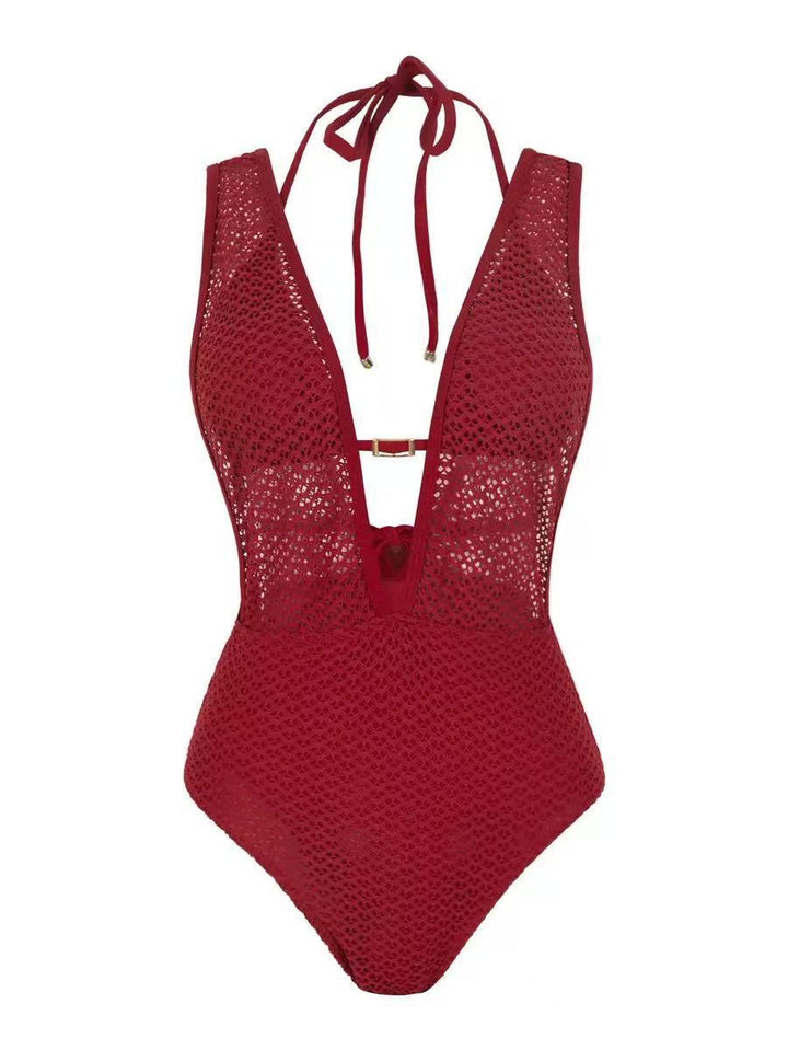 Women’s Mesh Swimsuit with Deep V-Neck StylebySassy