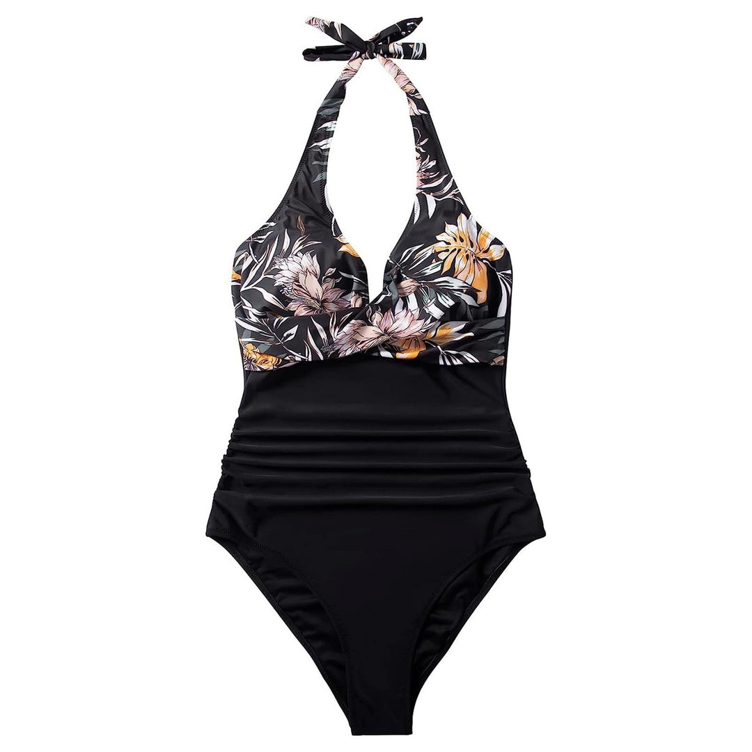 Women's High-Cut One-Piece Swimsuit with Floral Top StylebySassy