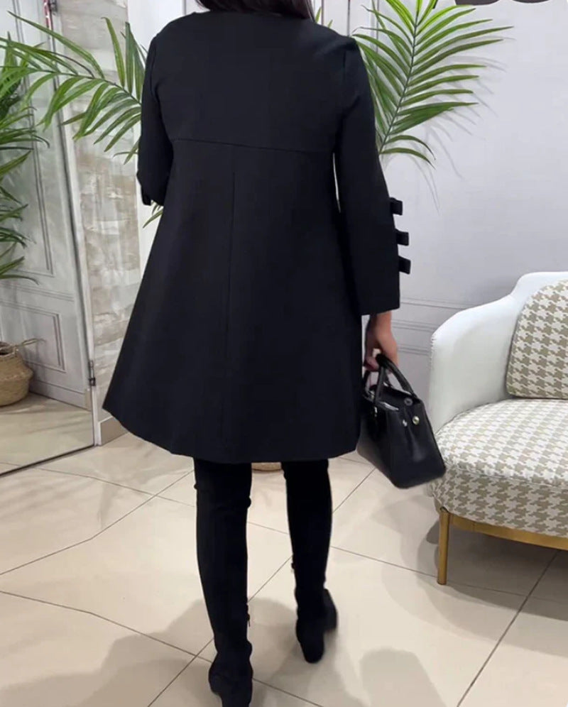 Women's A-line tunic dress with layered decorative flounce sleeves StylebySassy