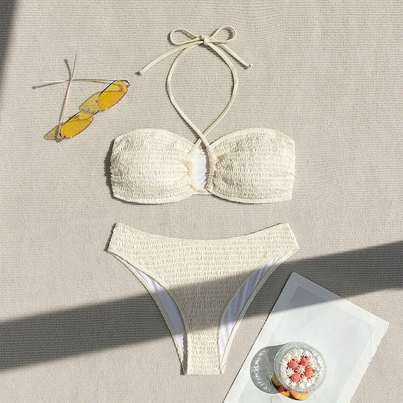 Women's bandeau bikini set with sophisticated ruffle details StylebySassy
