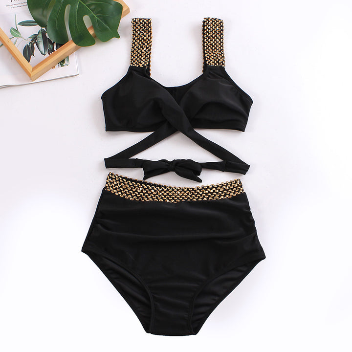 Women's High-Waisted Bikini Set with Stylish Wrap Top StylebySassy