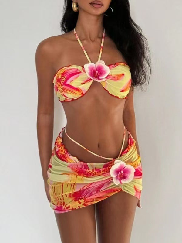 Women's bandeau bikini with decorated skirt StylebySassy