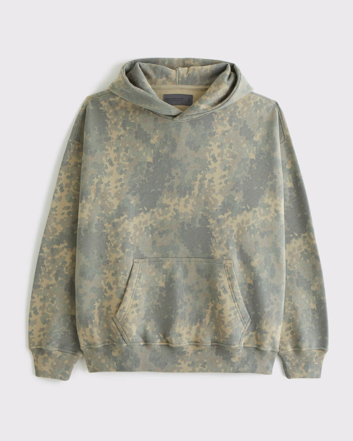 Unisex loose-fit hoodie sweatshirt with subtle leaf texture, double hood without drawstring and kangaroo pocket StylebySassy