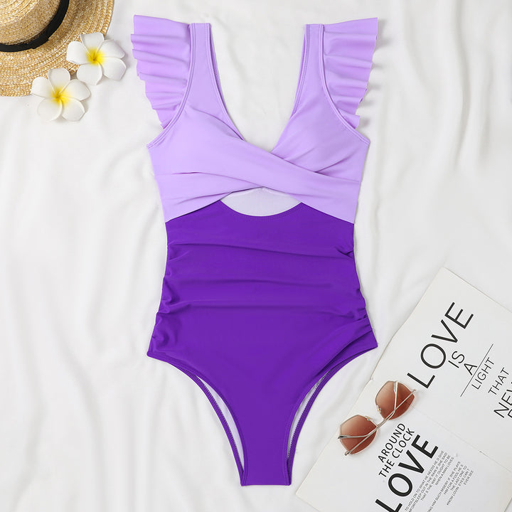 Women's One-Piece Swimsuit with Voluminous Ruffles and Striking Wrap Design StylebySassy
