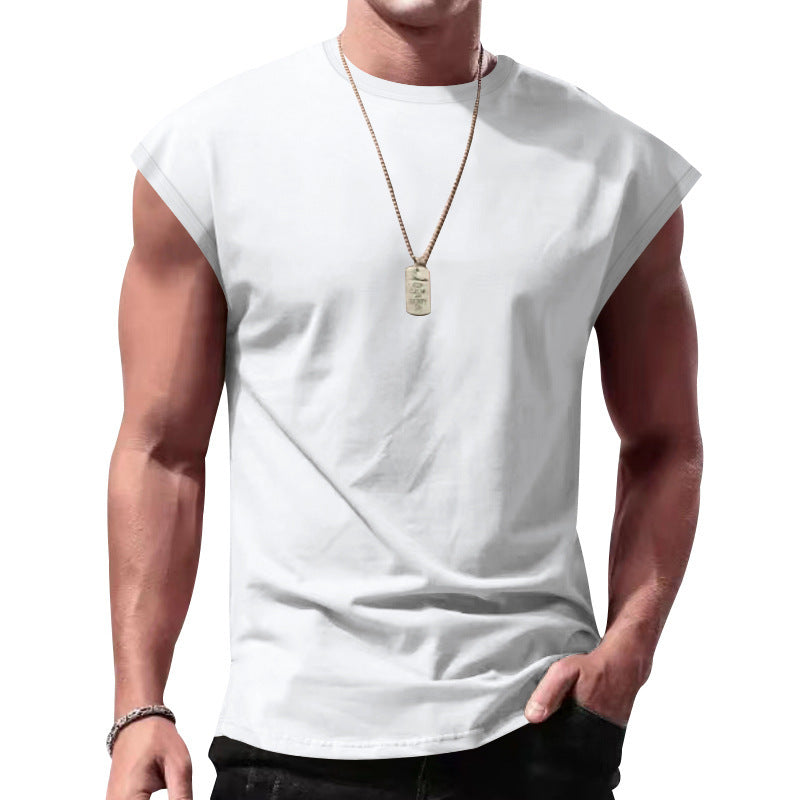 Men's loose sleeveless muscle shirt made of cotton jersey with drop shoulder StylebySassy